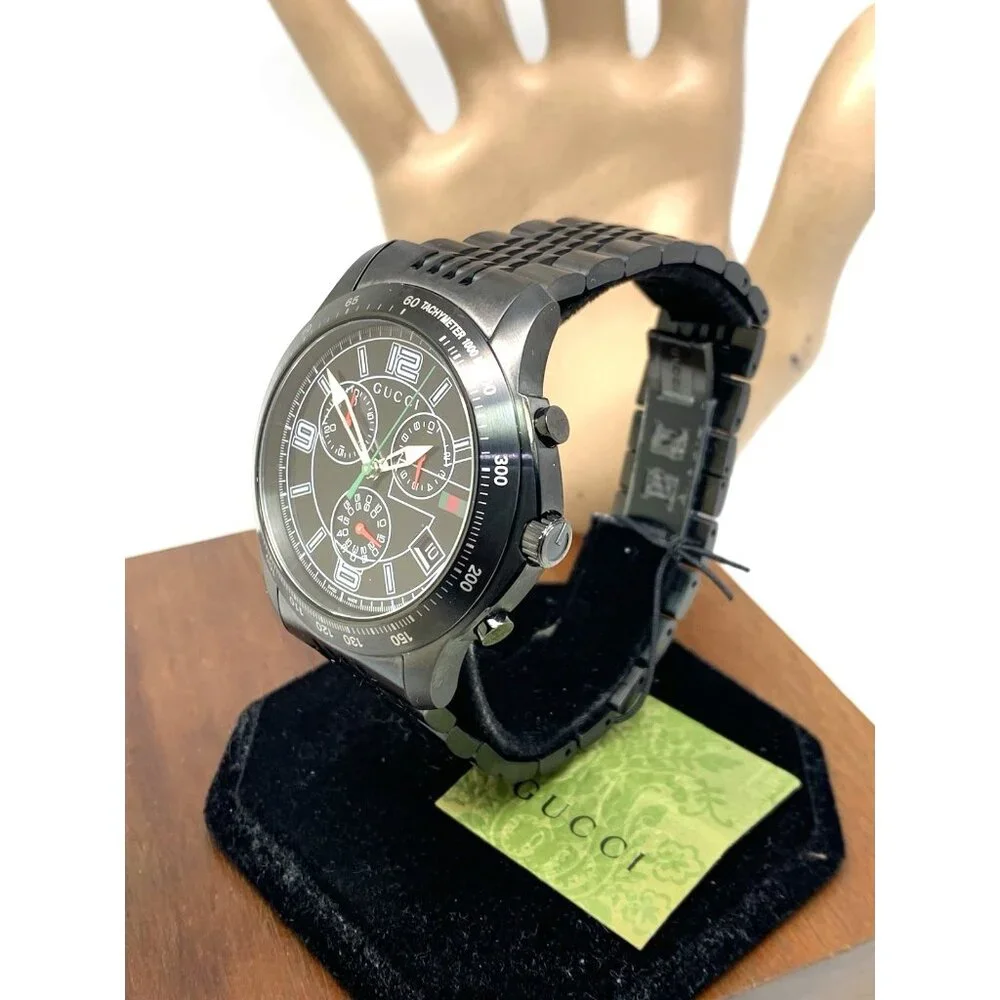 Gucci Men's Watch YA126217 G-Timeless Swiss Quartz Chronograph Black Steel 46mm